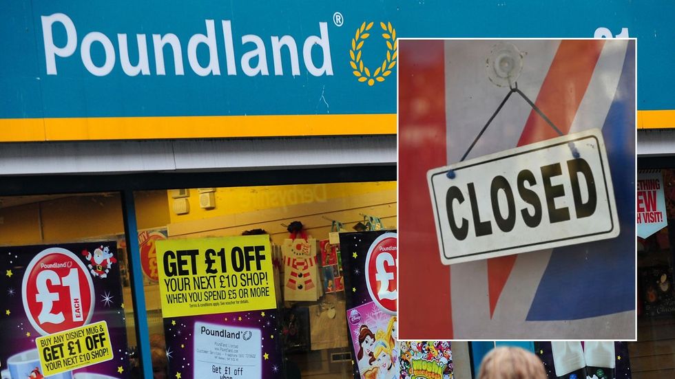 Poundland store and closed sign