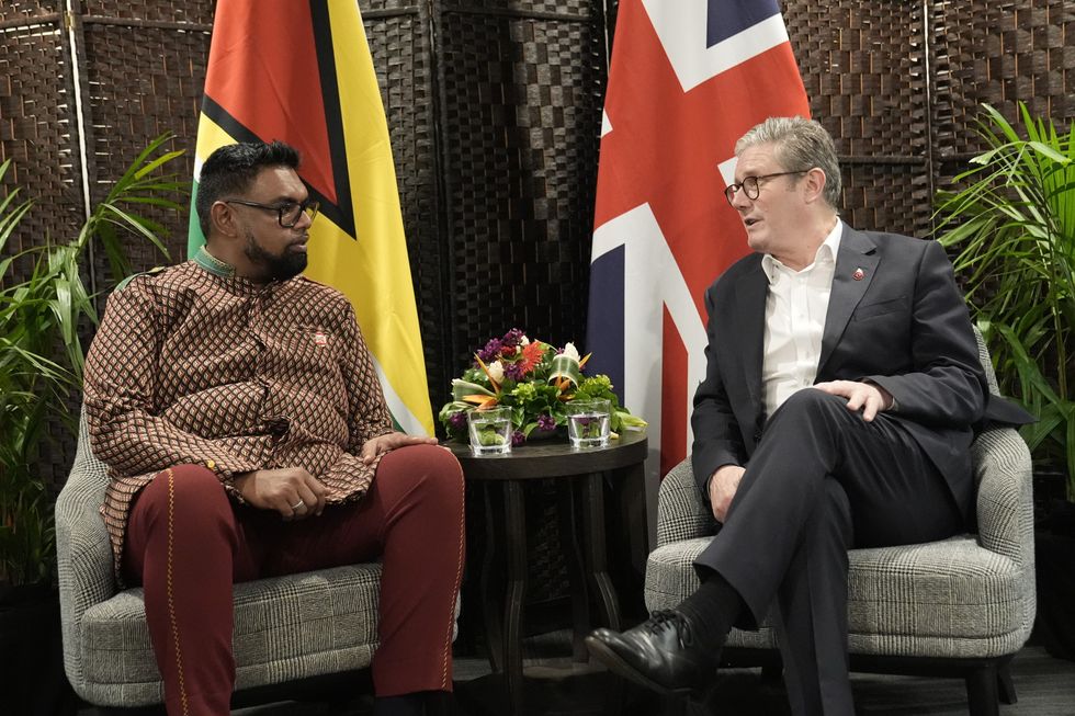 Prime Minister Sir Keir Starmer during a bilateral meeting with the President of Guyana Mohamed Irfaan A\u200b