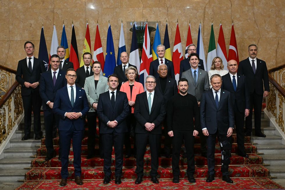 Prime Minister Sir Keir Starmer joins European leaders for a family photo during a Leaders' Summit on the situation in Ukraine at Lancaster House, London.