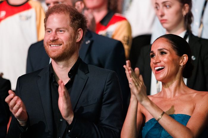 Prince Harry, Duke of Sussex and Meghan, Duchess of Sussex are seen during the closing ceremony of the Invictus Games D\u00fcsseldorf 2023