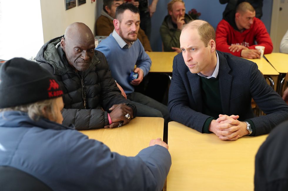 Prince William during a visit to the Beacon Project, a day centre which gives support to the homeless