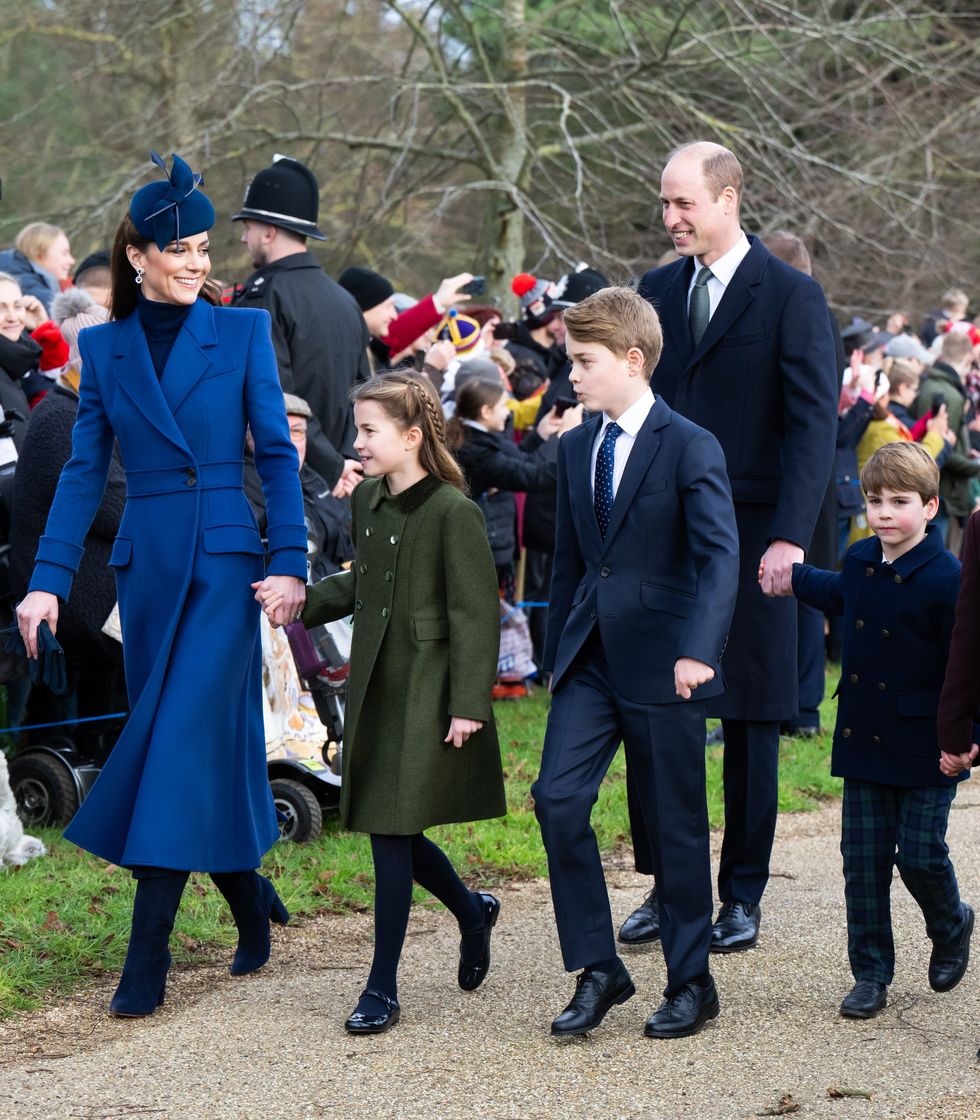 Prince William, Princess Kate, both 42, and their children - Prince George, 11, Princess Charlotte, nine, and Prince Louis, six.