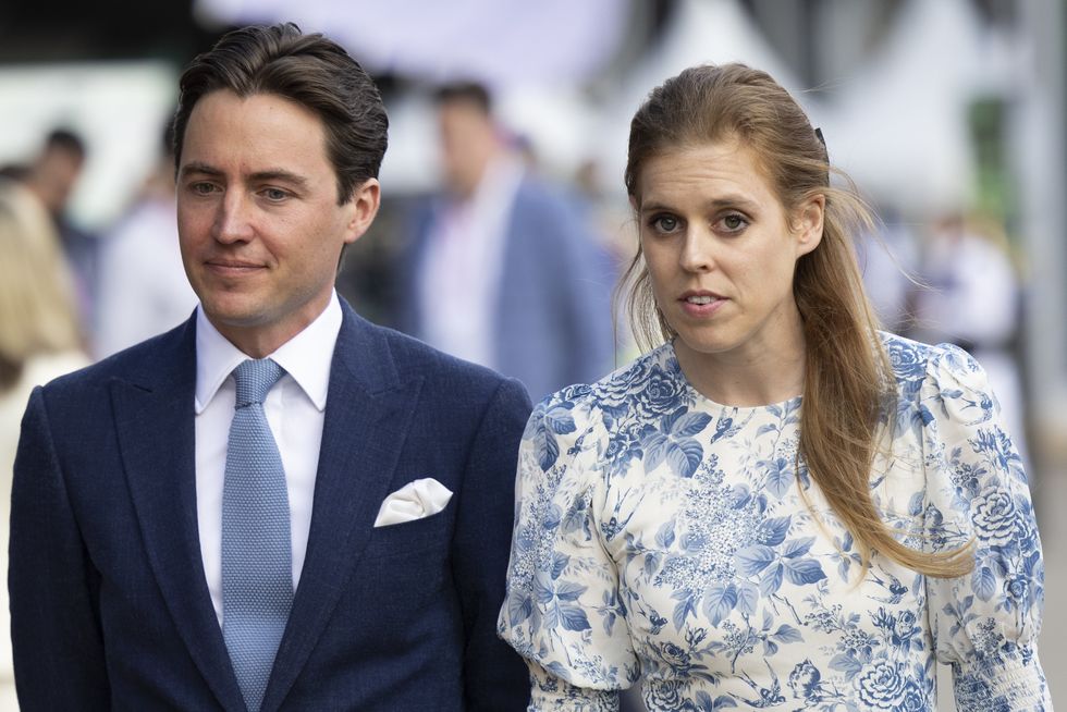 Princess Beatrice and her husband, Edoardo Mapelli Mozzi during a visit by members of the royal family to the RHS Chelsea Flower Show 2022