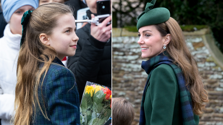 Princess Charlotte (left), Kate Middleton (right)