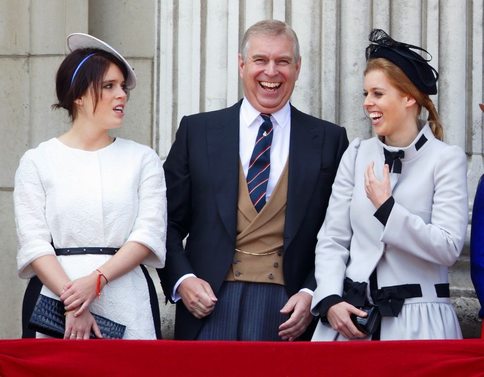 Princess Eugenie and Princess Beatrice and Prince Andrew