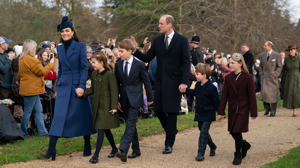 Princess Kate, Prince William, Prince George, Princess Charlotte, Prince Louis and Mia Tindall