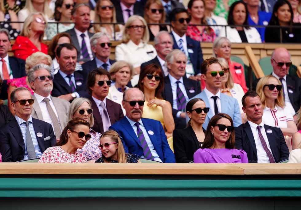 Princesses Kate and Charlotte and Pippa Middleton with a celebrity crowd at Wimbledon