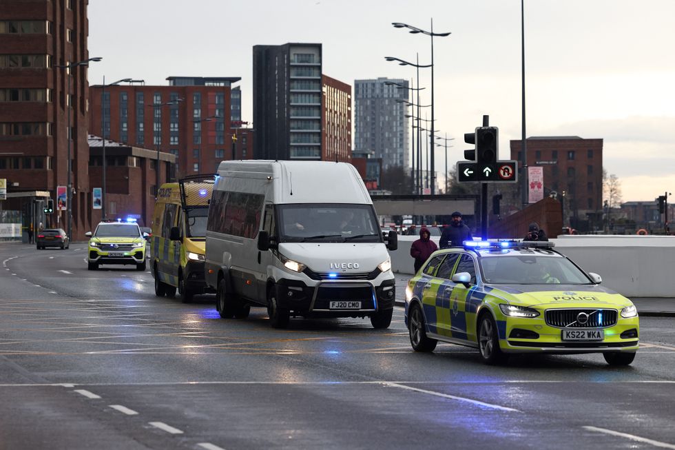 Prison van taking Axel Rudakabana to court.