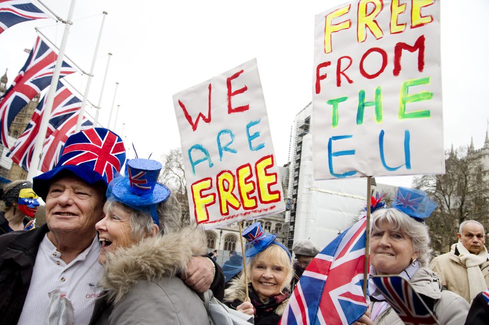 Pro-Brexit campaigners celebrate Brexit day