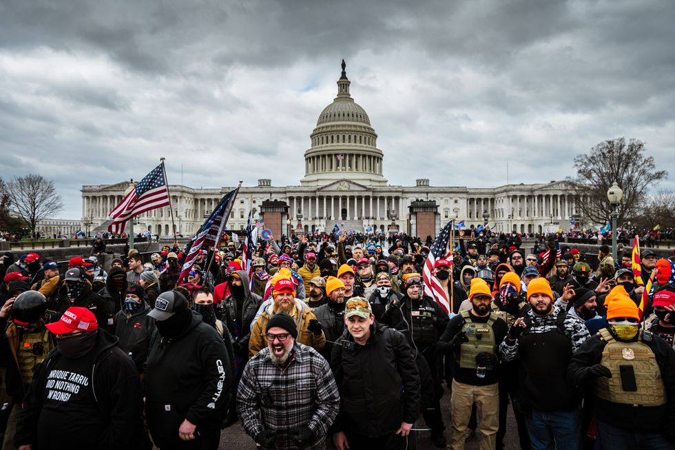 Pro-Trump protesters gather in front of the Capitol Building on January 6, 2021