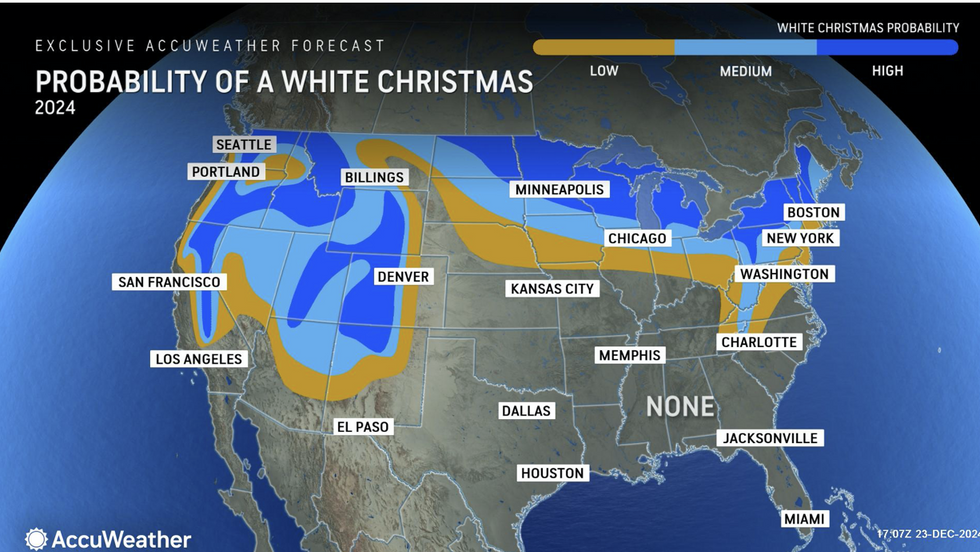 Probability of a White Christmas in US