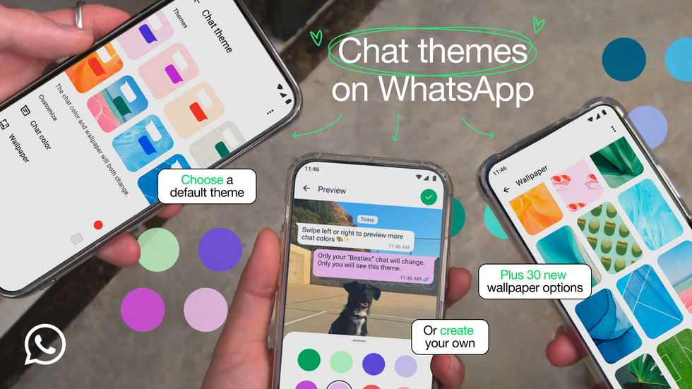 promotional poster showing the new theme options coming to WhatsApp