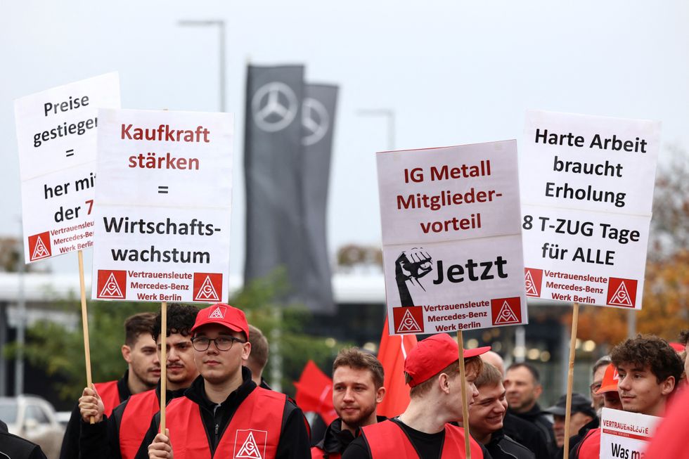 Protest rally at Mercedes plant in Berlin