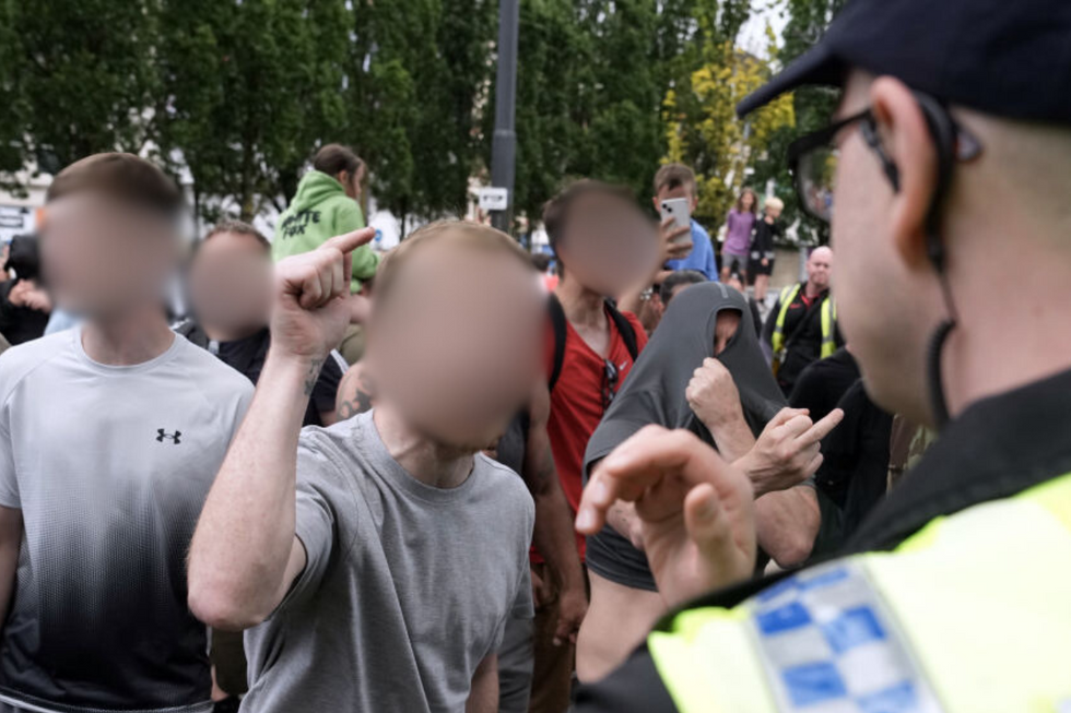 Protesters clashed with Greater Manchester Police