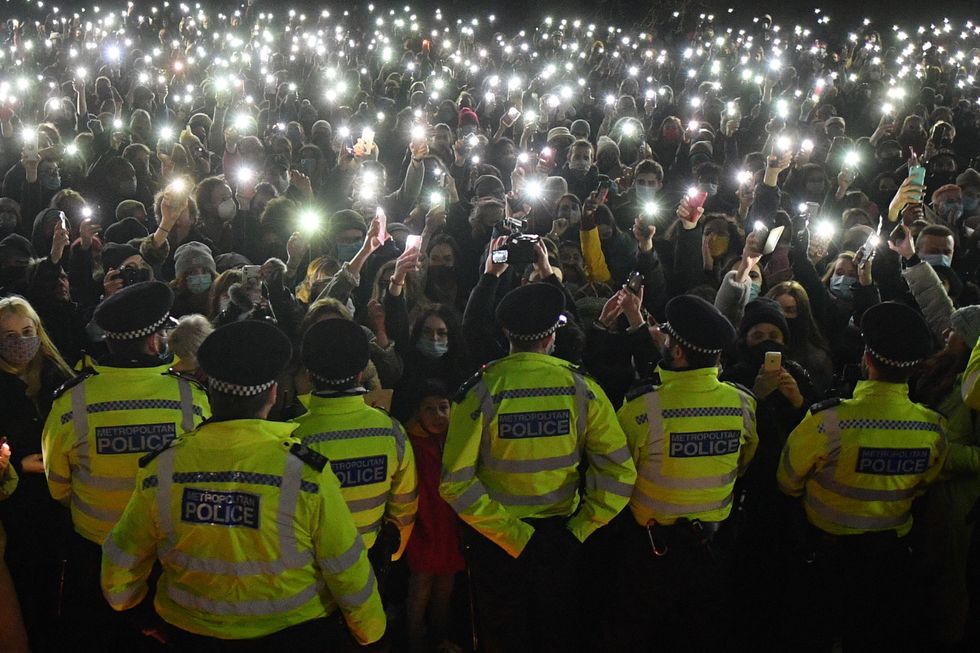 Protesters gather at Clapham Common