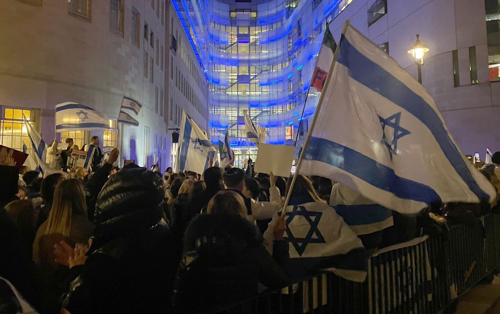 Protesters outside BBC Broadcasting House, London