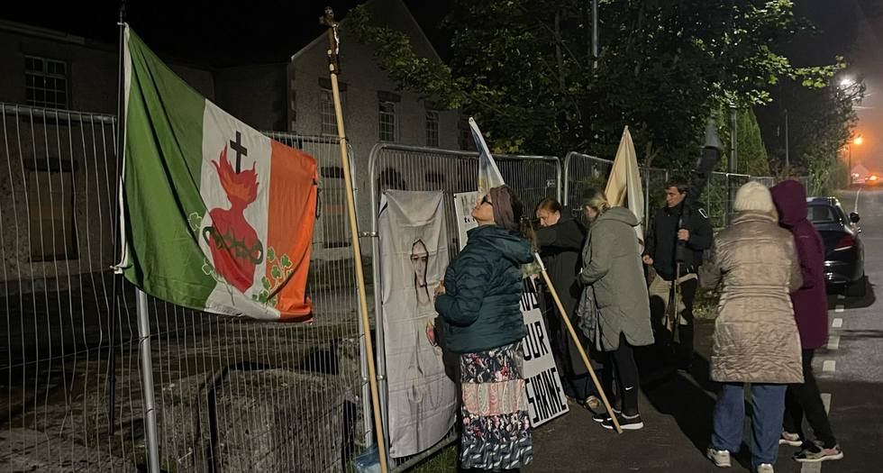 Protestors outside Belmont Hotel