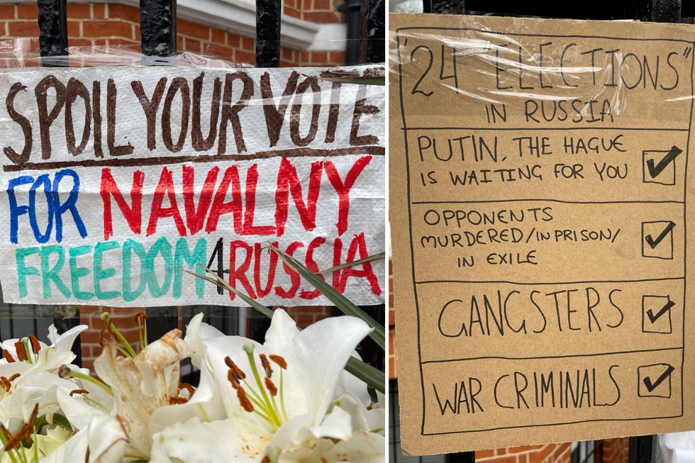 Protests outside Russian embassy