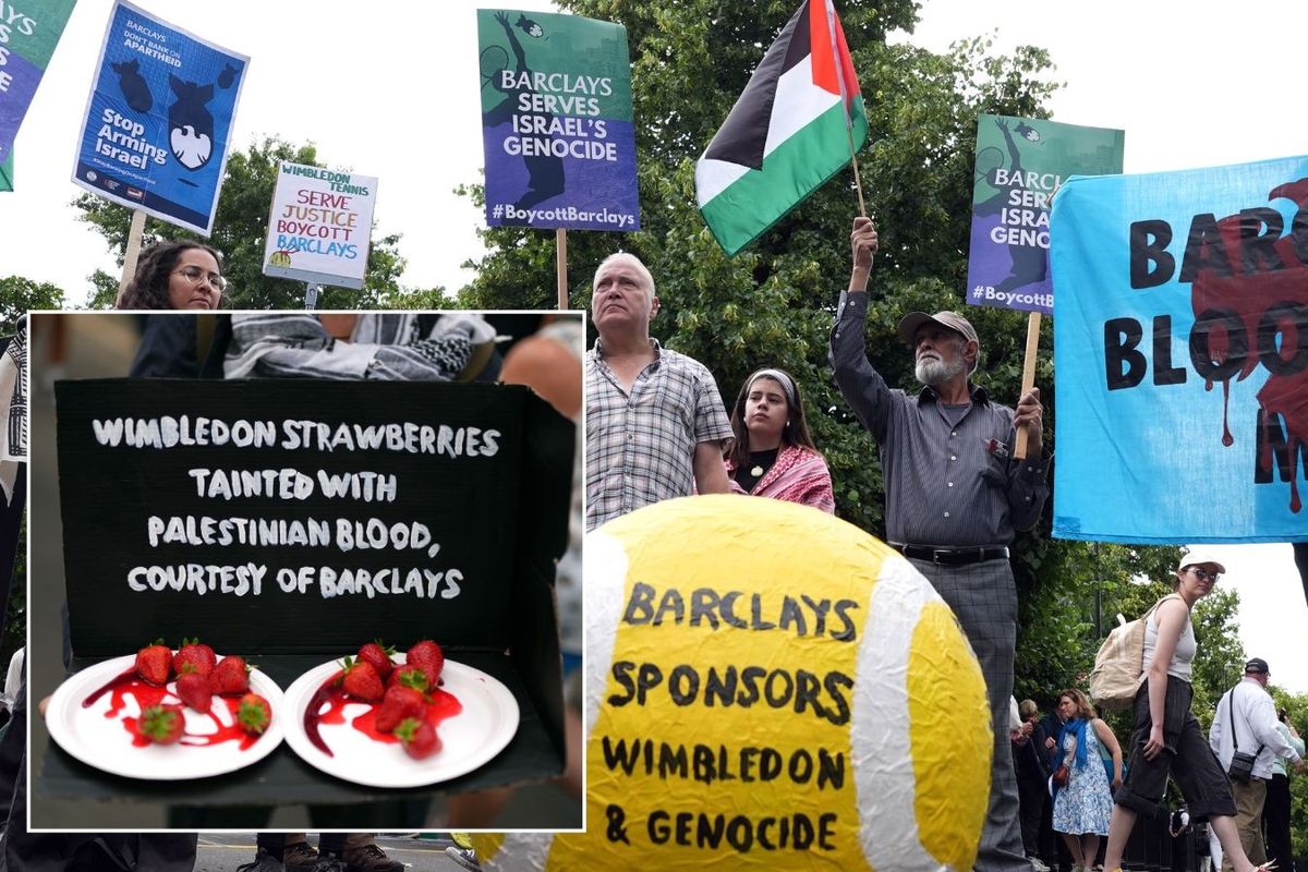 Protests outside Wimbledon