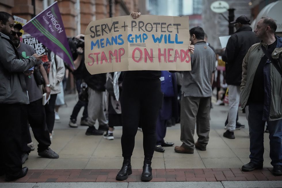 Protests over the stamping incident in Manchester