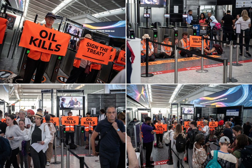 Protests were held at Heathrow this morningu200b