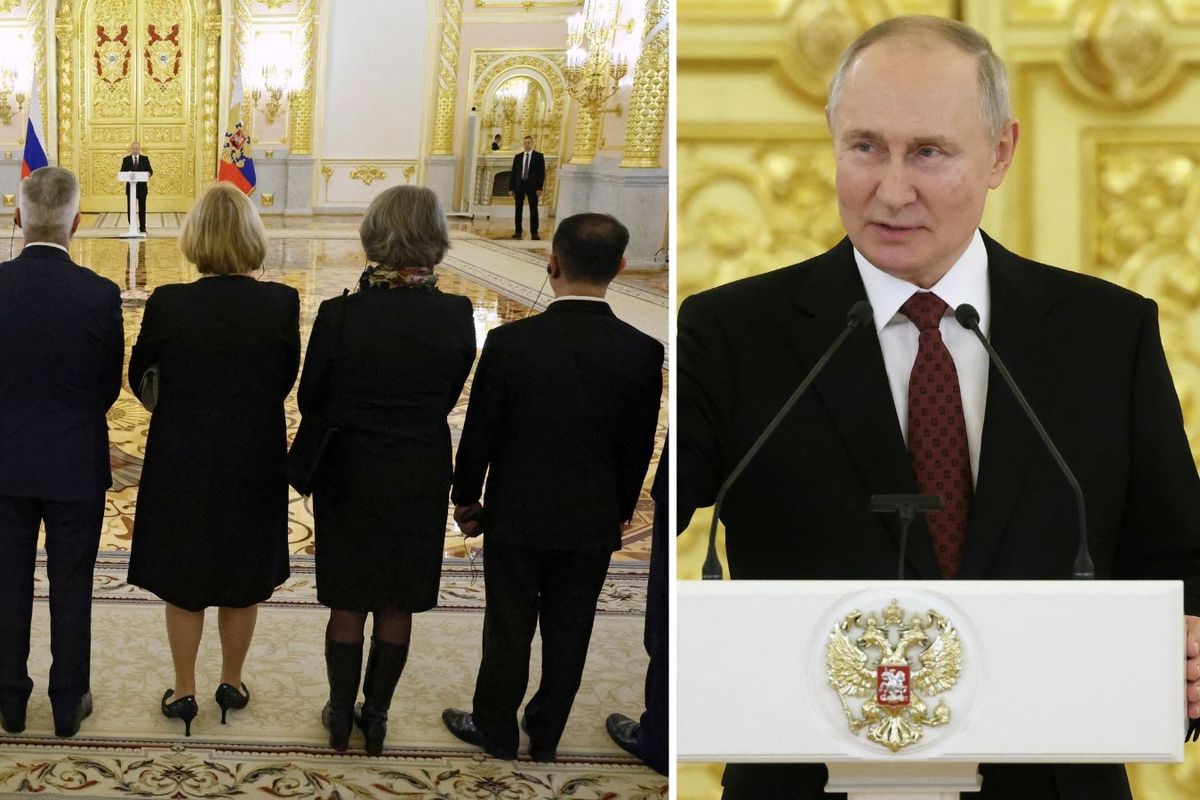 Putin stood 70ft away from foreign ambassadors