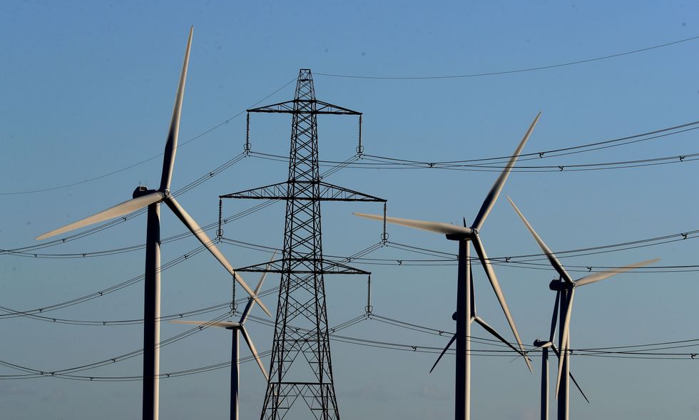 Pylons and wind farm