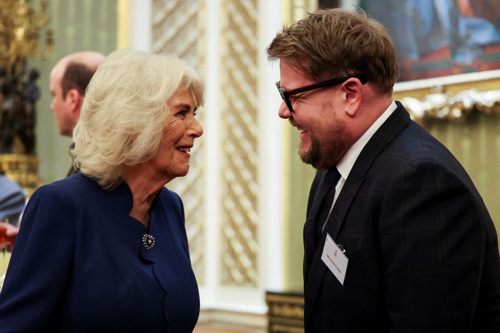 Queen Camilla and James Corden