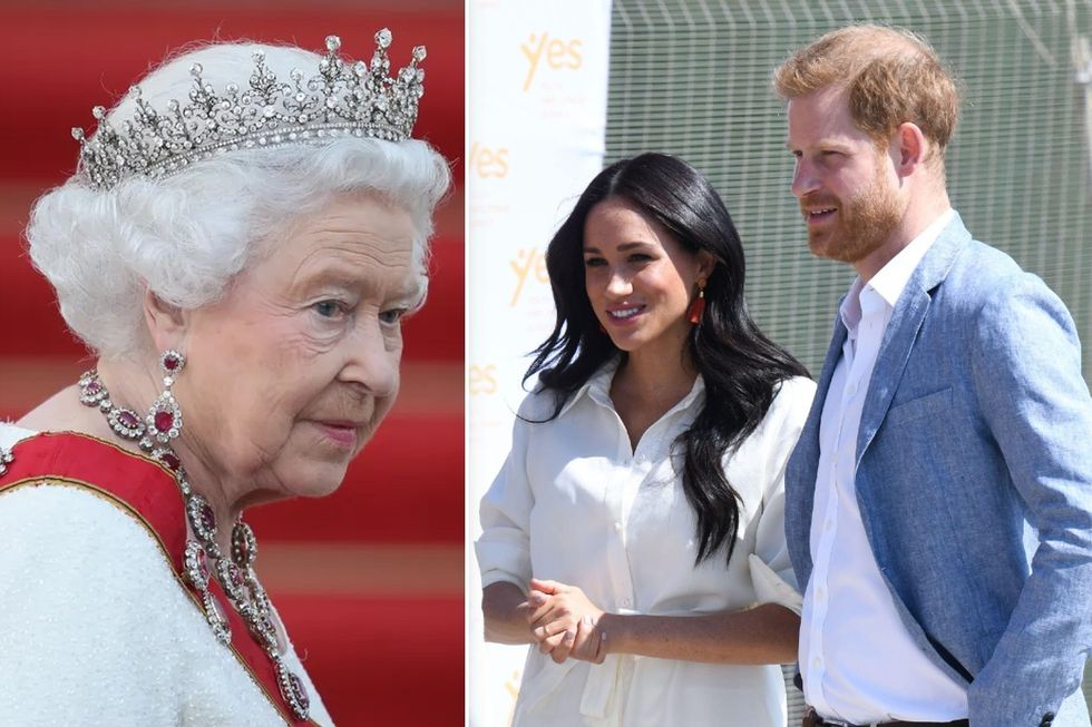 Queen Elizabeth II and Meghan Markle and Prince Harry