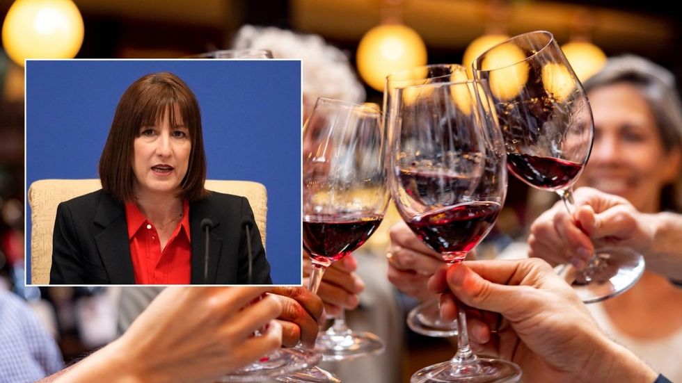 Rachel Reeves and wine glasses