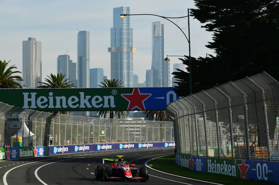 Rafael Camara of Brazil and Trident (5) on track during Round 1 Melbourne practice of the Formula 3 Championship at Albert Park Circuit on March 14, 2025 in Melbourne, Australia