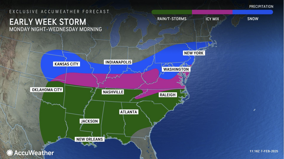 Rain storms will hit the south but snow storms will hit the north