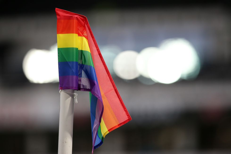 Rainbow Laces corner flag.