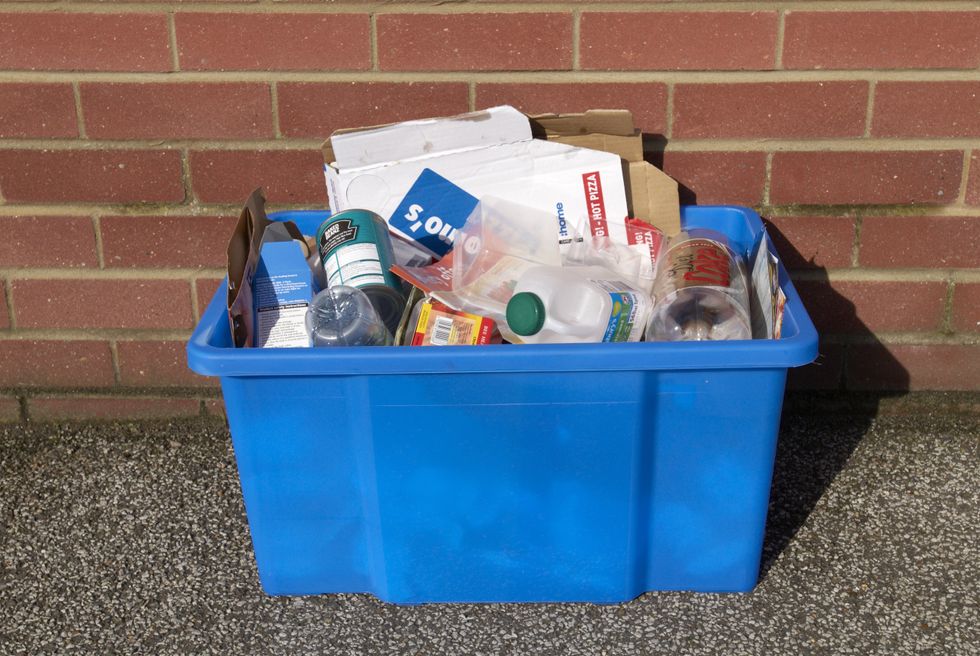 Recycling bin outside home