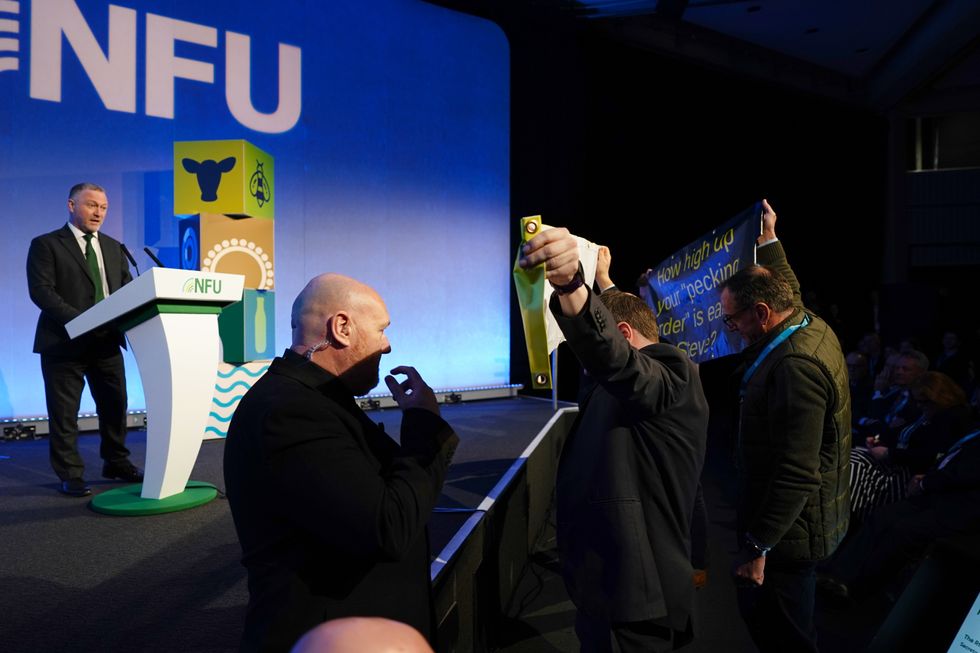 Reed was interrupted by protestors during his speech