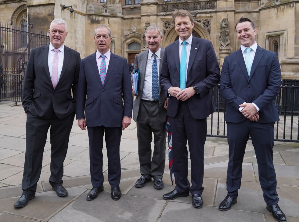 Reform UK MP, Lee Anderson, Reform UK leader, Nigel Farage, Reform UK MP, Rupert Lowe, Reform UK chairman, Richard Tice, and Reform UK MP, James McMurdocku200b