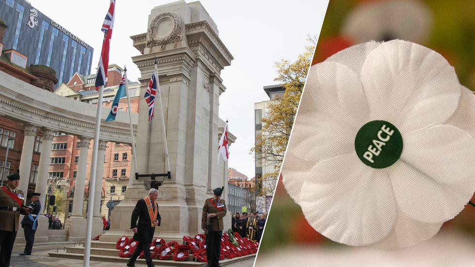 Remembrance Sunday service at Belfast City Hall/White poppy