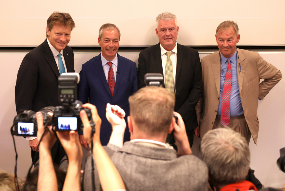 Richard Tice (far left), Nigel Farage (second from left), Lee Anderson (middle), Rupert Lowe (right)