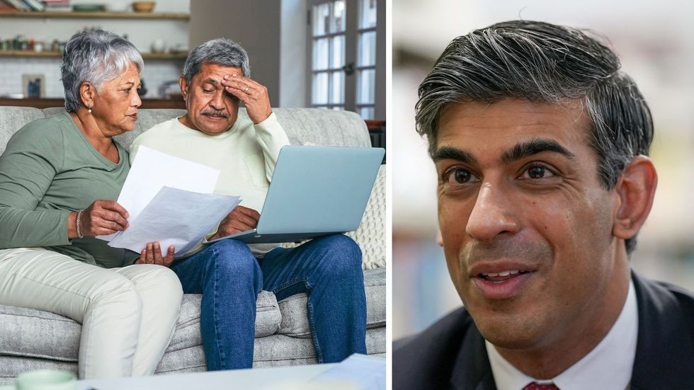 Rishi Sunak and pensioners look worried