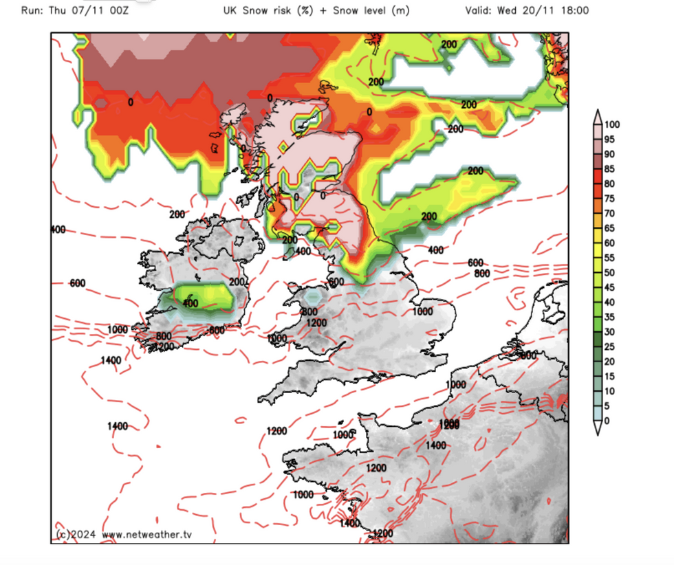 Risk of snow (Netweather)