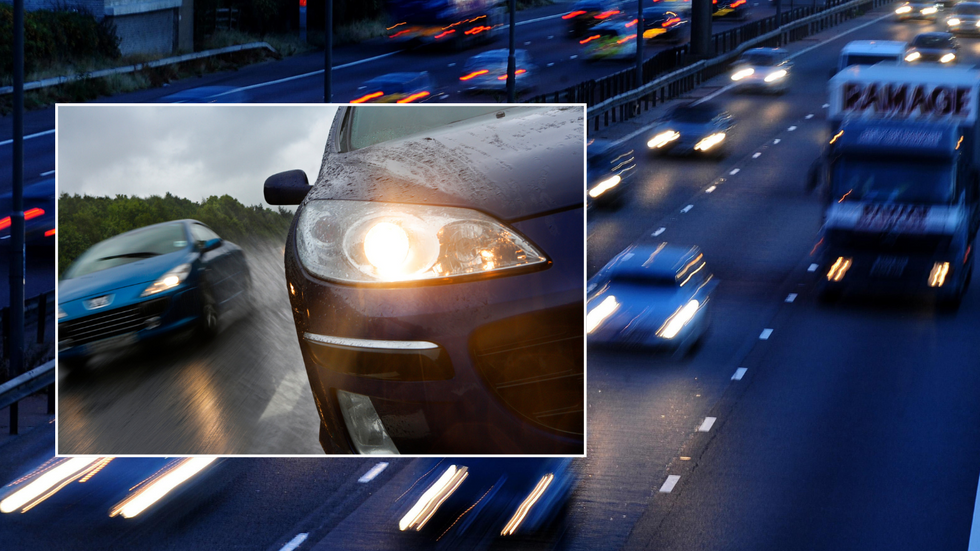 road at night time and bright headlight