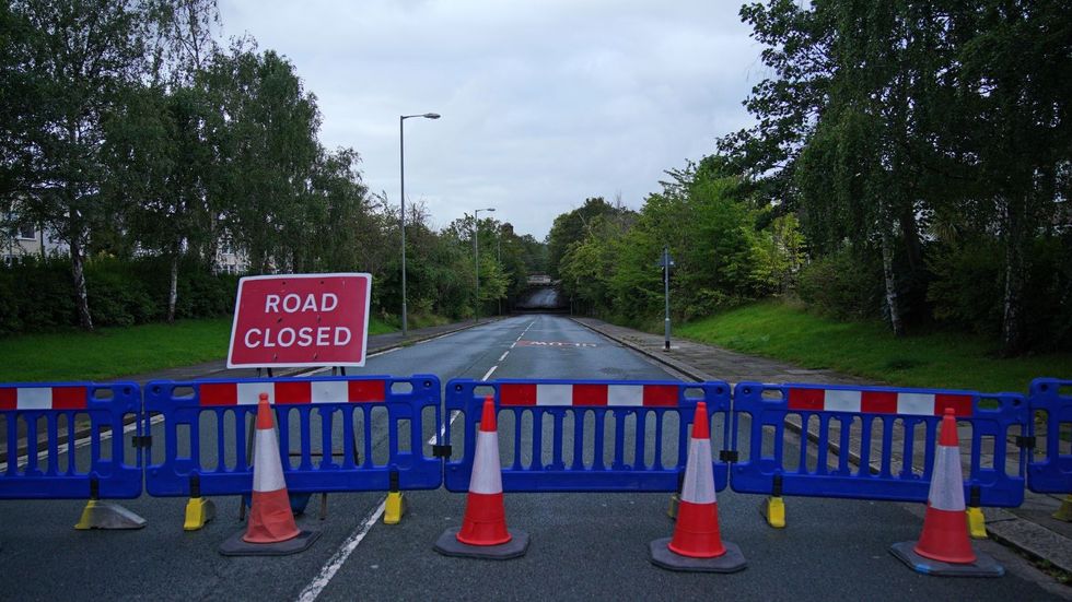 Road closed sign