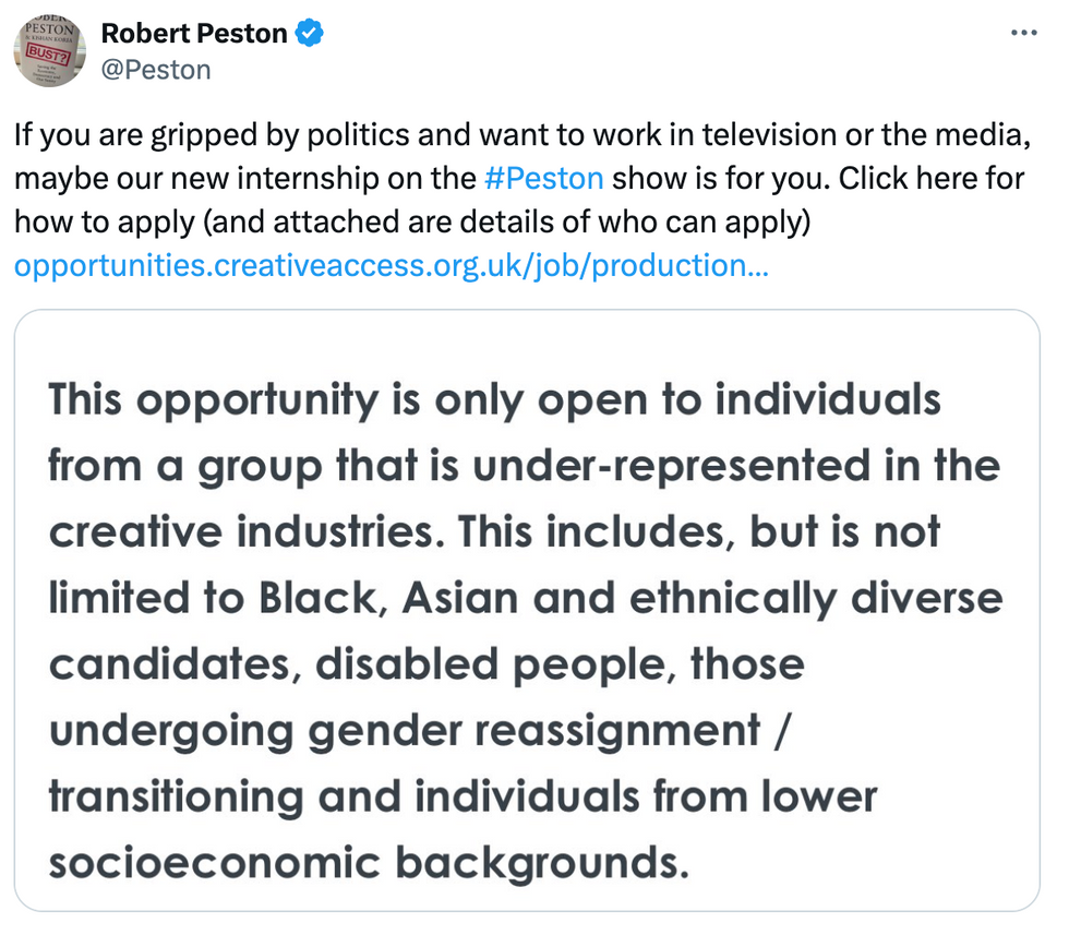 Robert Peston's tweet