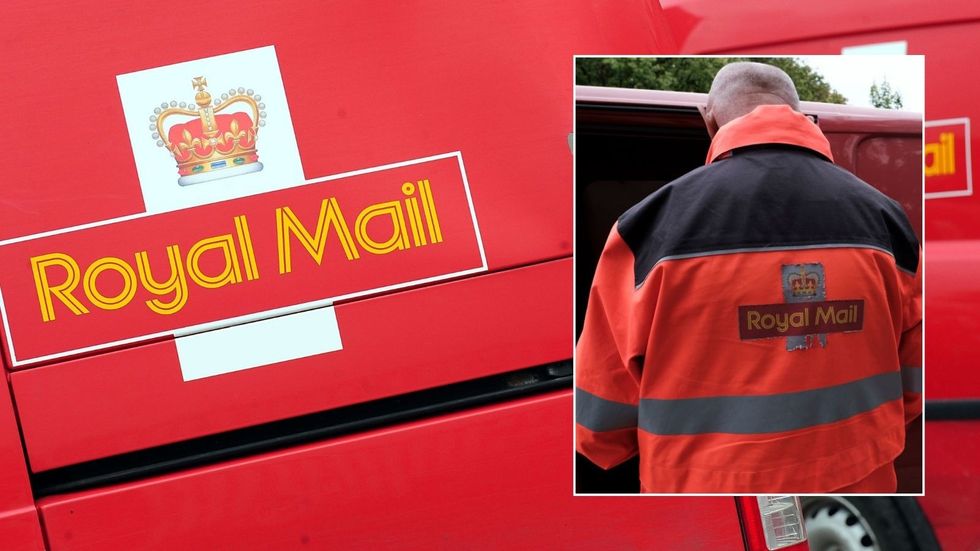 Royal Mail van and Royal Mail worker 