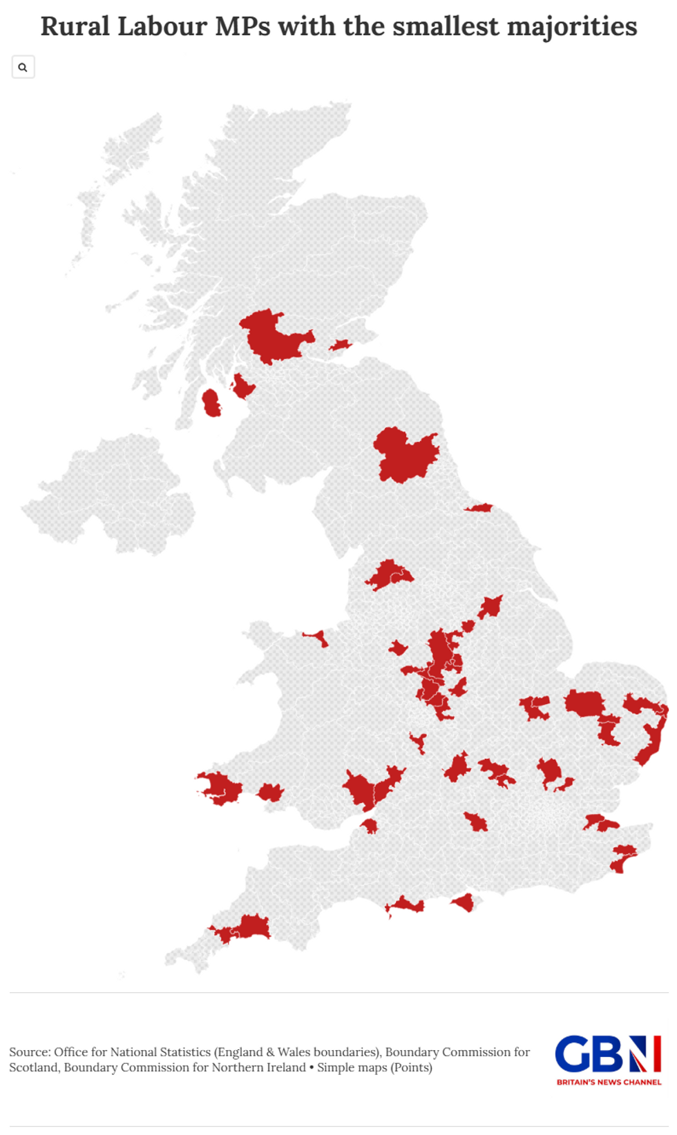 Rural Labour MPs with the smallest majorities