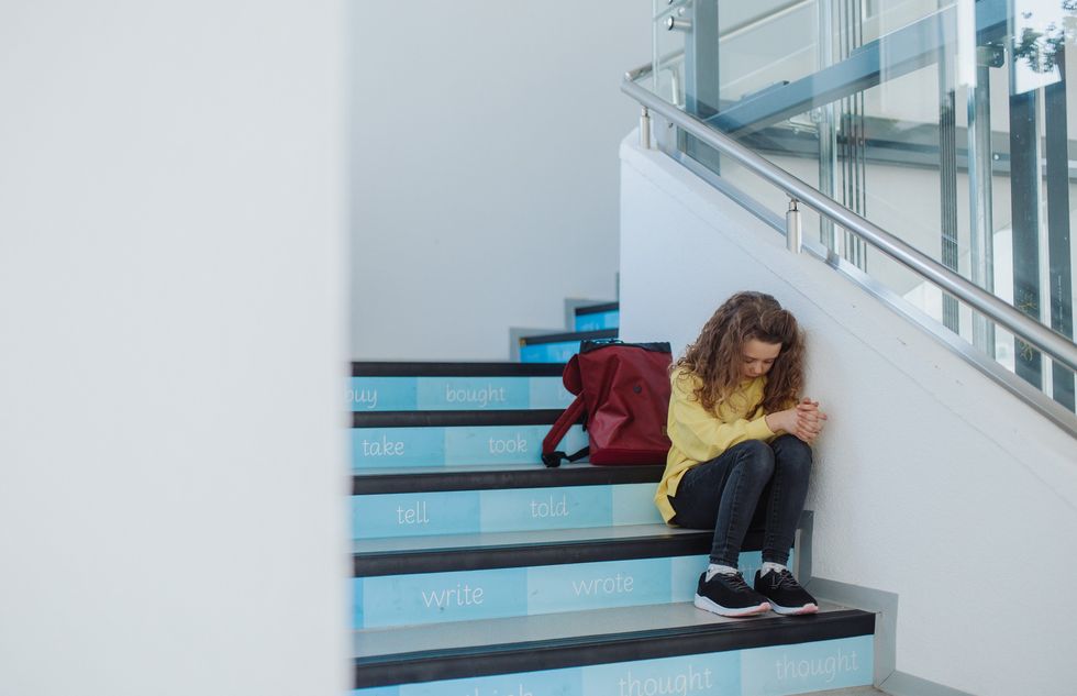 Sad girl in primary school