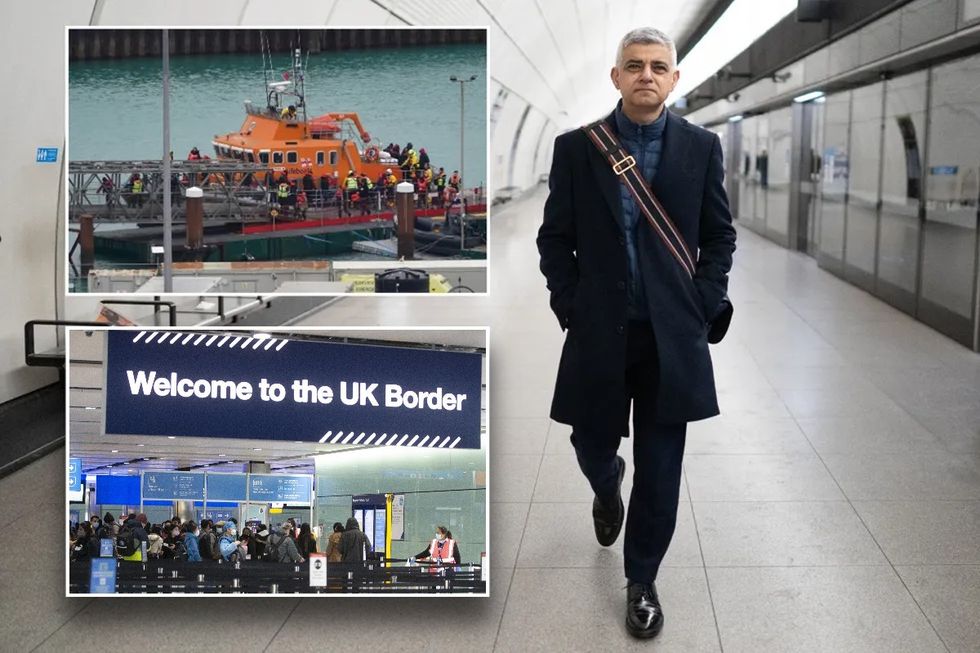 Sadiq khan, migrant worker (inset)