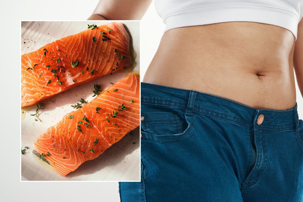 salmon and slim waistline stock
