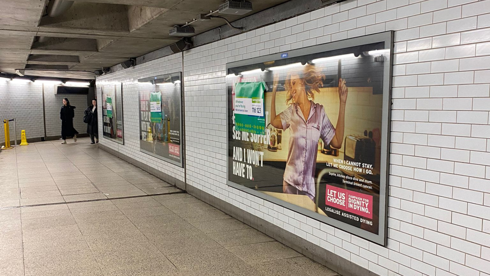 Samaritans posters on assisted dying ads