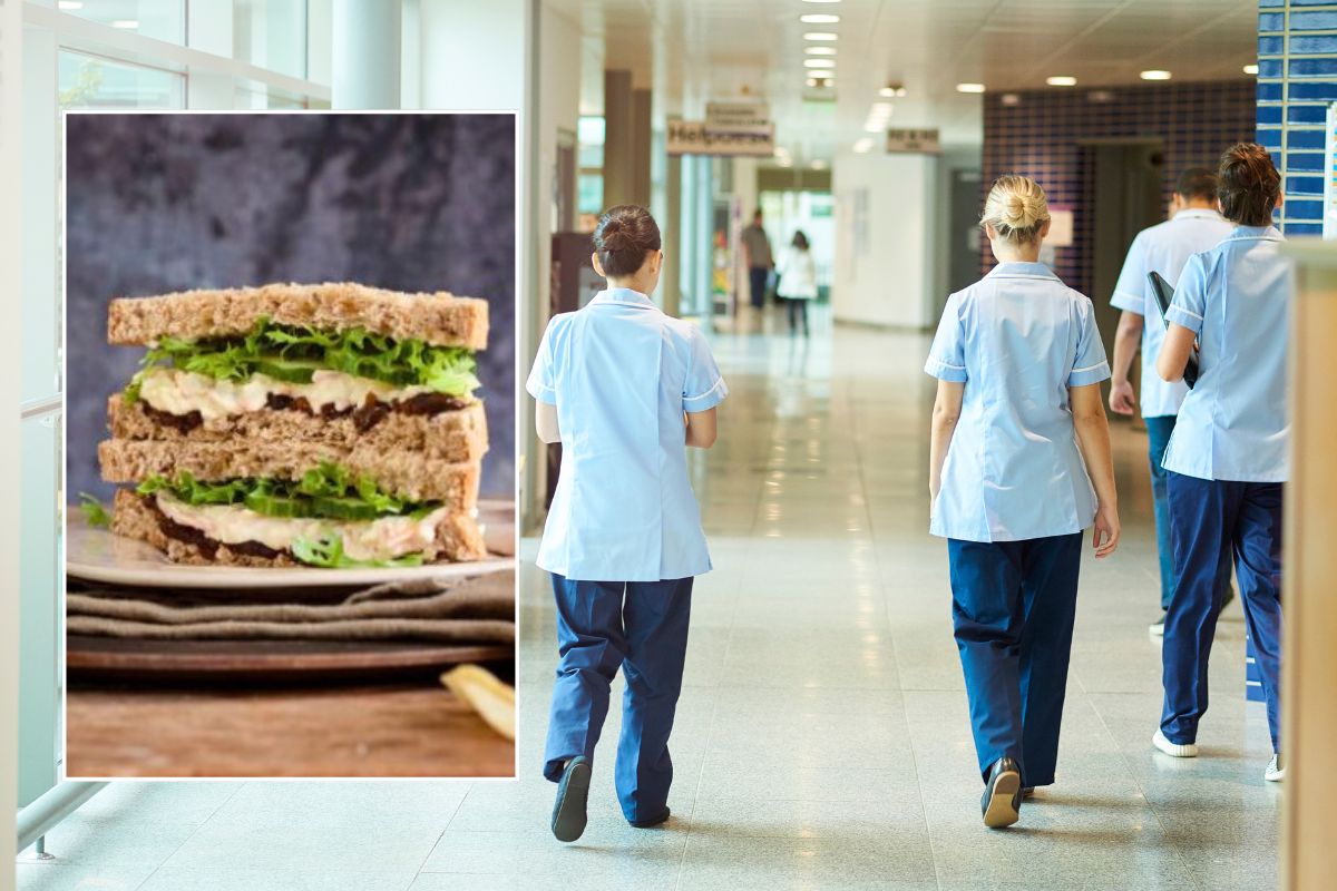Sandwich / nurses in hospital corridor